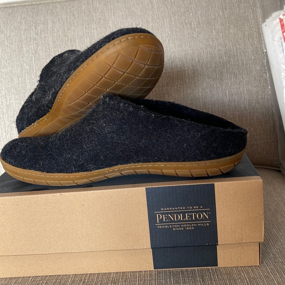 Navy Pendleton Slip on Loafers